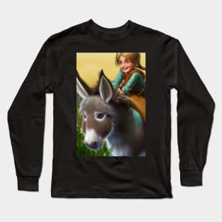 Girl on a Donkey Greeting Cards Long Sleeve T-Shirt